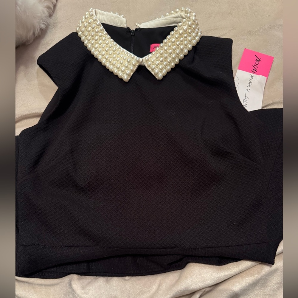 Betsey Johnson Black Breakfast at Tiffany’s Dress with Pearl Collar, size 8 - Picture 5 of 10